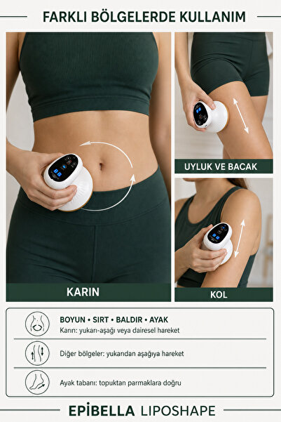 Epibella Liposhape Vakumlu Selülit Masaj Cihazı Isıtmalı Negatif Basınçlı Pro...