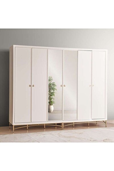 PAN HOME Lucille 6 Door Wardrobe - White