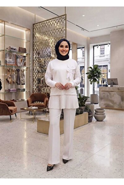 azramfashıon tekstil AZRAM KADIN MODERN PİLİSELİ İKİLİ TAKIM