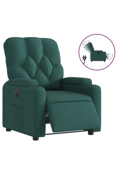 vidaxl Fotoliu rabatabil electric, verde închis, material textil