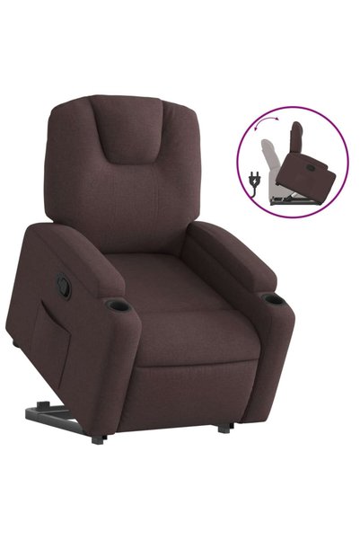 vidaxl Fotoliu rabatabil cu ridicare pe verticală, maro închis, textil