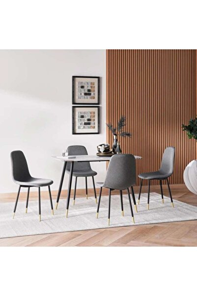 PAN HOME Fenway New 1+4 Dining Set - White Black