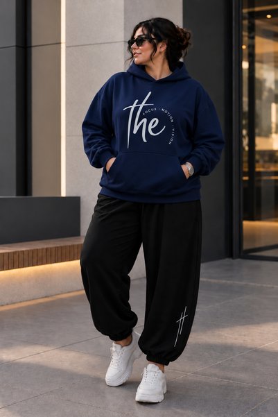 Rubonia Women's Plus Size Printed Hooded 2-Piece Tracksuit Set Oversize Comfo...