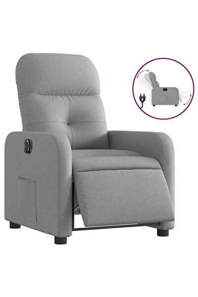 vidaxl Fotoliu rabatabil electric, gri deschis, textil