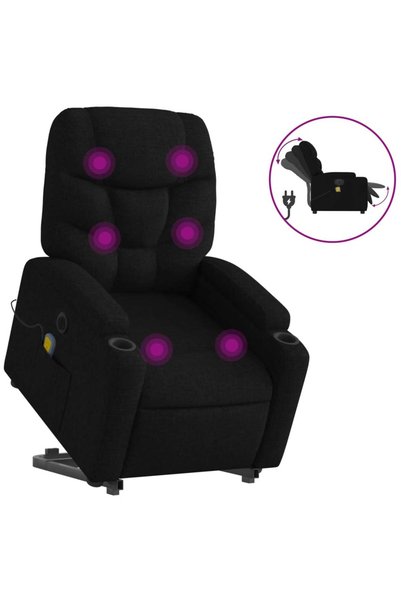 vidaxl Fotoliu electric de masaj rabatabil cu ridicare, negru, textil