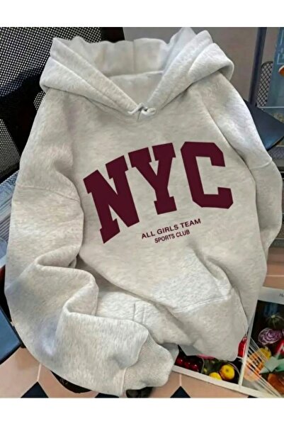 Framgan Unisex Y2k Erkek/Kadın NYC Baskılı Kapüşonlu Pamuklu Sweatshirt hoodie