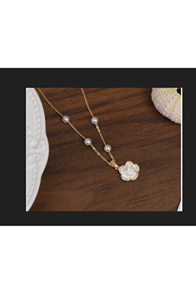zerzembe White Camellia Flower Women's Necklace