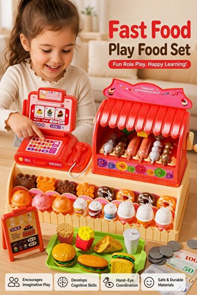 Generic 61Pcs Plastic Electronic Scanning Cash Register Playset Supermarket R...