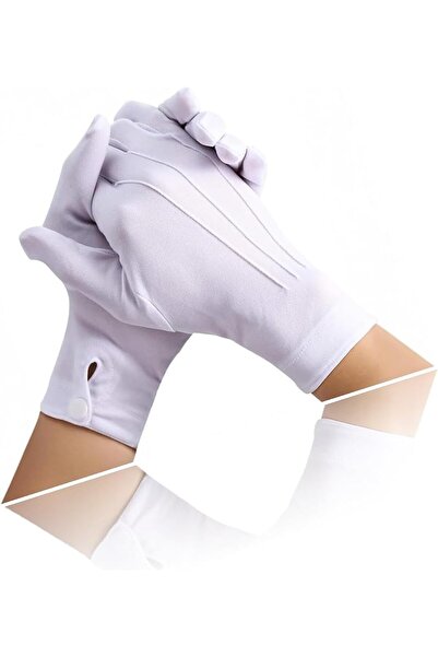 Generic Formal White Stitched Cotton Gloves for Tuxedo Jewelry Handling - 2 P...