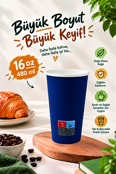 Karton Bardak 16 Oz 50 Adet