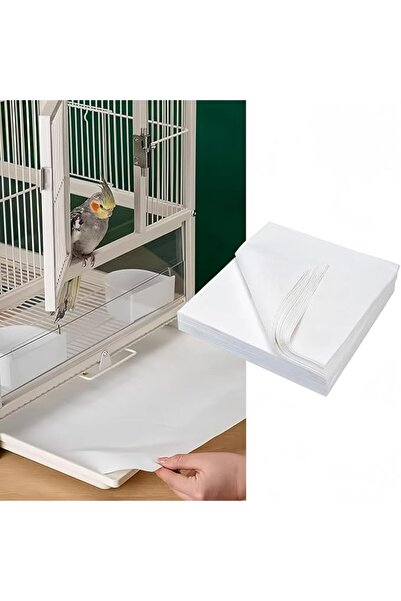 Generic Bird Cage Liner Papers, 100-Pack Precut Mat, Non-toxic Wood Pulp, Whi...