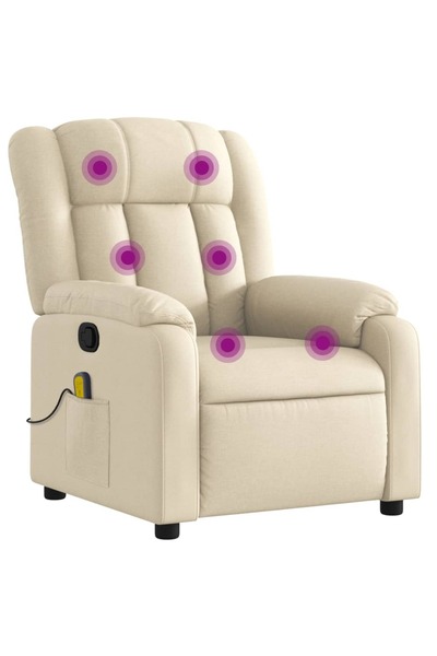 vidaxl Fotoliu de masaj reclinabil, material textil crem