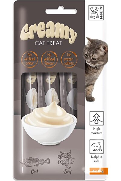 M-PETS إم بي كريمة طعام الحيوانات الأليفة باللحم البقري والسمك، 4 × 15 جرام