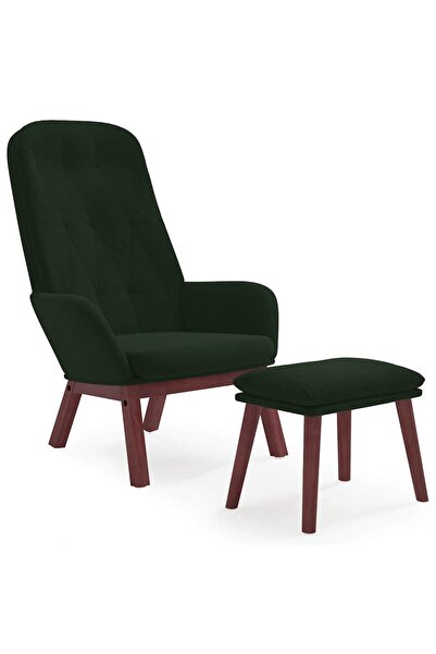 vidaxl Scaun de relaxare cu taburet, verde închis, catifea