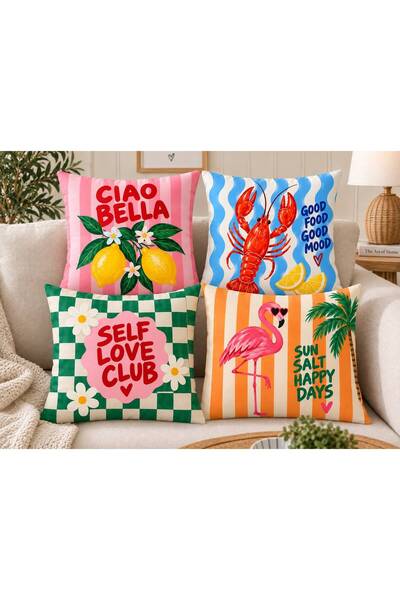 EVSEHOMES Dopamine Series, Suede Fabric 4-Piece Combination Throw Pillow Cove...
