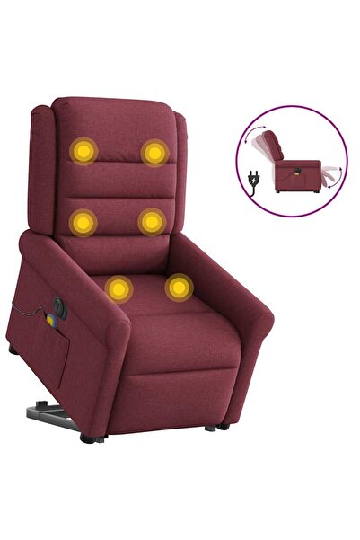 vidaxl Fotoliu de masaj electric rabatabil cu ridicare roșu vin textil
