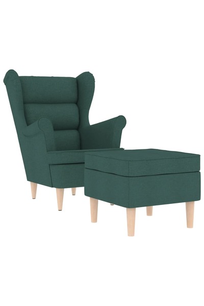 vidaxl Fotoliu cu taburet pentru picioare, verde închis, textil