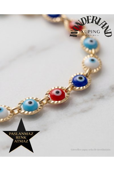XUPING JEWELRY Renkli Nazar Boncuklu Kadın Bileklik 17 + 4 cm Uzatma Genişliğ...