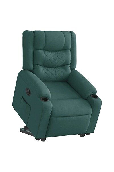 vidaxl Fotoliu electric rabatabil cu ridicare, verde închis, textil