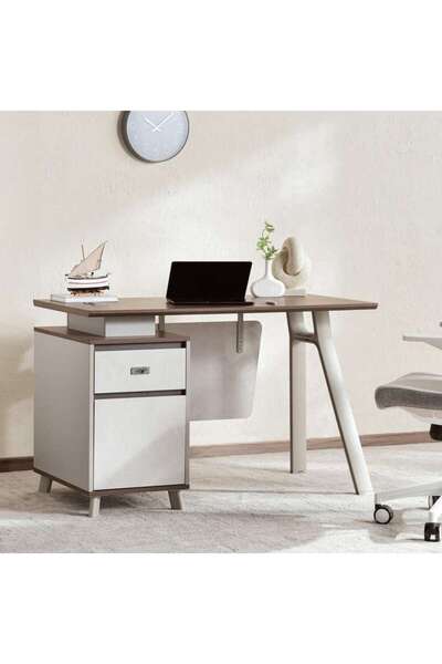 PAN HOME Brooke Office Desk Melamine Small - Walnut Grey