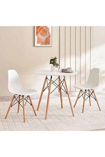 PAN HOME DORTHY 1+2 DINING SET ROUND - WHITE NATURAL
