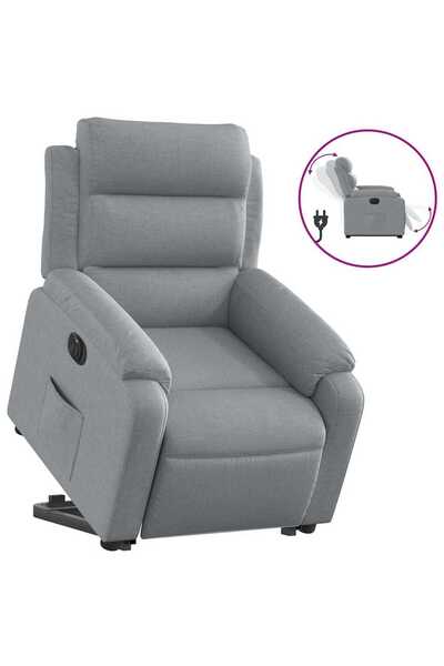 vidaxl Fotoliu electric rabatabil cu ridicare, gri deschis, textil