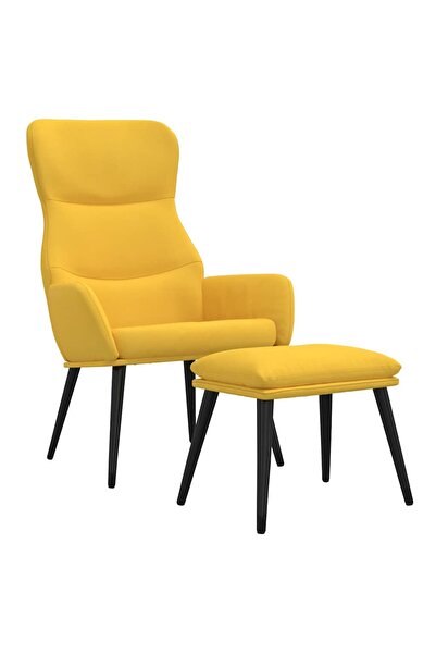 vidaxl Scaun de relaxare cu taburet, galben muștar, textil