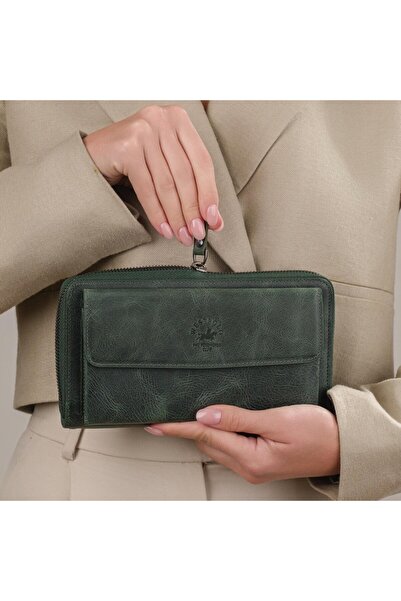 Westpolo Unisex Genuine Leather Long Wallet with Phone Compartment, Hand Portfolio