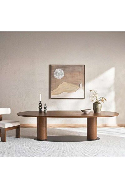 PAN HOME Eren 8 Seater Dining Table - Brown And Black