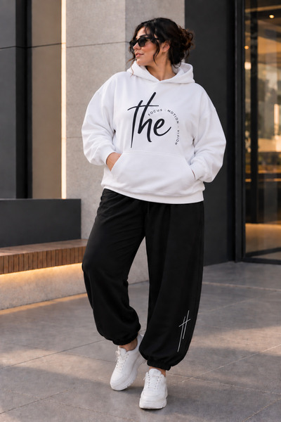 Rubonia Women's Plus Size Printed Hooded 2-Piece Tracksuit Set Oversize Comfo...