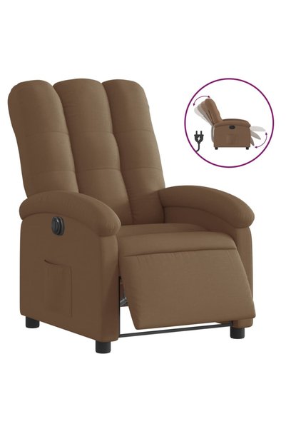 vidaxl Fotoliu rabatabil electric, maro, material textil