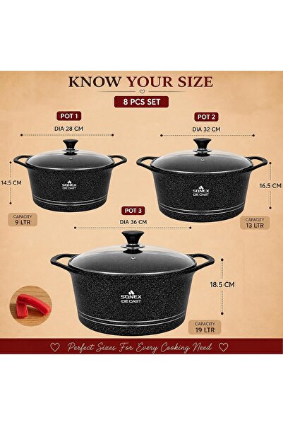 SONEX COOKWARES Diecast Non-Stick Eden Mega 3-Piece Set with Pot Holder, Size...