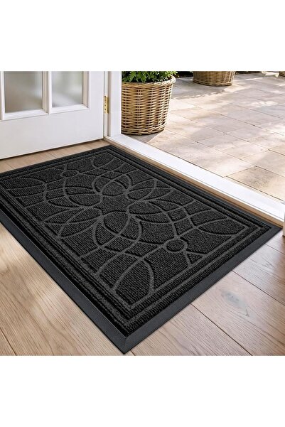 DEXIFUXI DEXI Door Mat for Home Entrance 45 x 75 cm, Heavy Duty Non Slip, Black