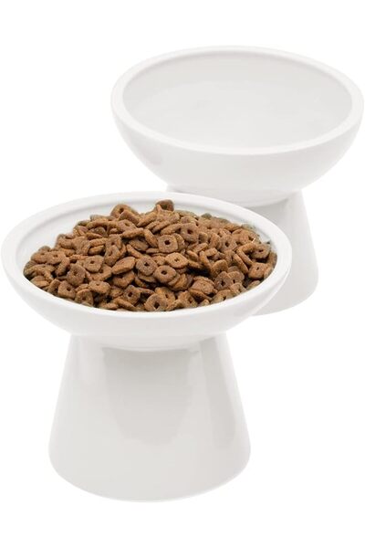 GENERAL CEEFU 2 × أطباق سيراميك عريضة للغاية للقطط للطعام والماء، طبق ضحل، خا...