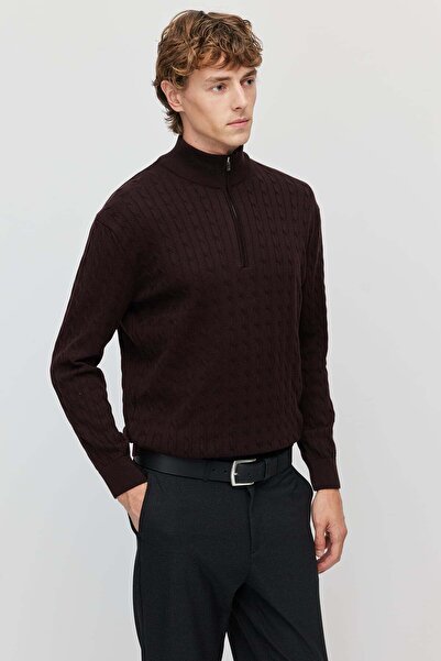 PAULMARK Men's Braided High Collar Knitwear Sweater