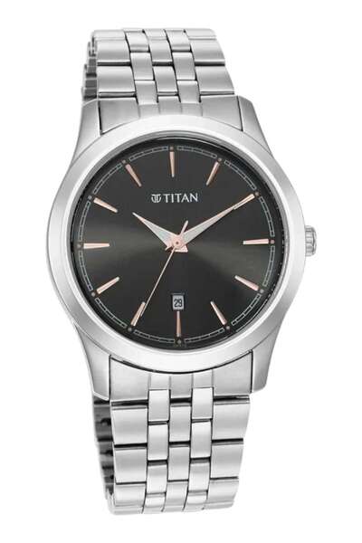 Titan Quartz Analog Anthracite Dial Stainless Steel Strap Watch for Men 1823SM01