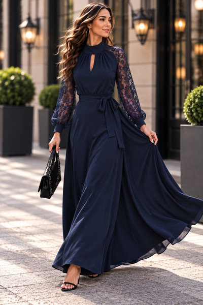 moda wanilia Rochie de damă cu guler dublu, tăietură asimetrică, lungă, din crep, pentru nuntă sau evenimente.
