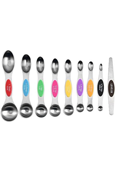 Yelajoy 9-Piece Colorful Measuring Spoons Set – Stainless Steel Magnetic Dual...