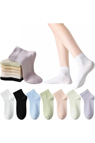 GENERAL 7 Pairs Women's Breathable Cotton Ankle Socks, Macaron Colors, Antiba...