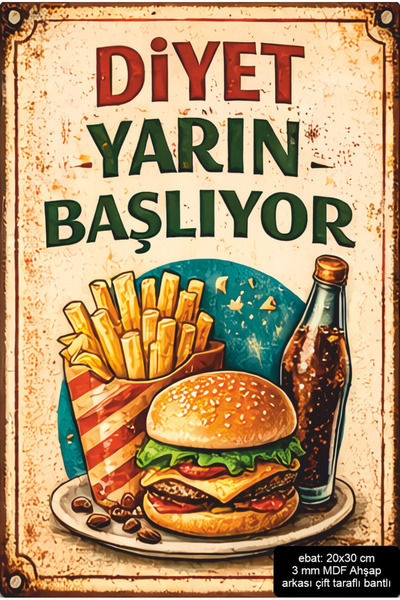 Hayat Poster The Diet Starts Tomorrow. Funny Humorous Sayings Wall Writing Re...