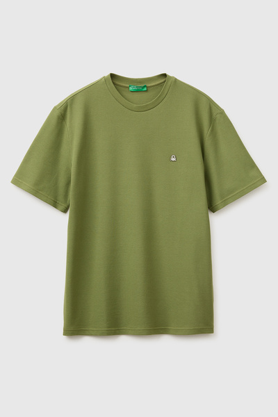 United Colors of Benetton Men's Green 100% Cotton Logo Detailed Regular Fit C...