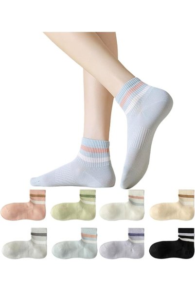 GENERAL 8 Pairs Womens Crew Socks Casual LightWeight Antibacterial Breathable...