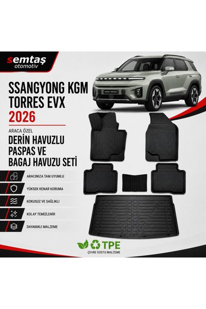 Semtaş Ssangyong KGM Torres EVX Elektrikli 2026 Araca Özel Derin Havuzlu Pasp...