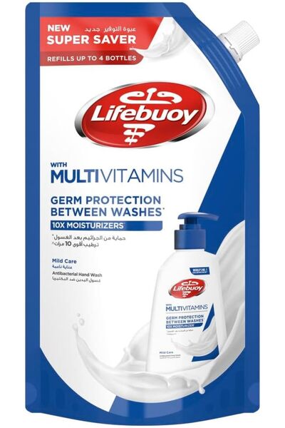 Lifebuoy سائل غسيل اليدين، عناية لطيفة مع حماية معززة 100% ضد الجراثيم مع 10 ...
