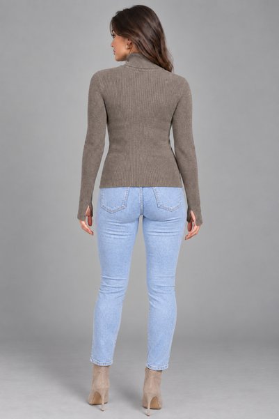 CALİBRA Women's Turtleneck Ribbed Knit Sweater Long Sleeve Basic