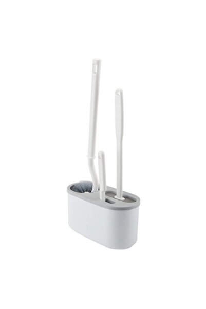 OEM Set of 3 Toilet Brushes, Silicone, Serrated Brush, Flexible Head, Adhesiv...