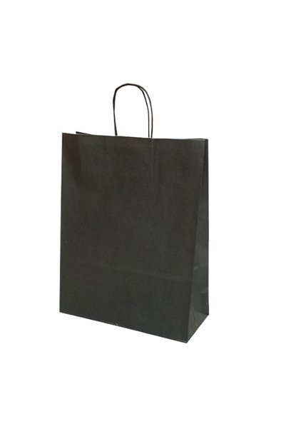 OEM PAPER BAG TWISTED HANDLE 22 x 10 x 31 CM BLACK/WHITE PAPIROTI