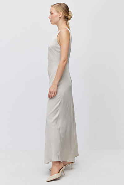 PAULMARK Women's V-Neck Sleeveless Satin Long Dress