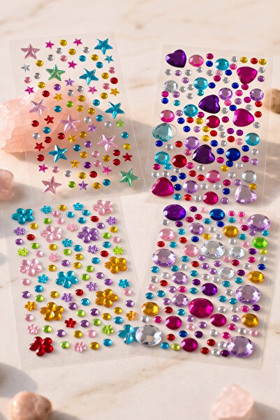 MiMi Parlak Taşlı Yüz ve Vücut Sticker Seti - Kendinden Yapışkanlı 3D Simli T...
