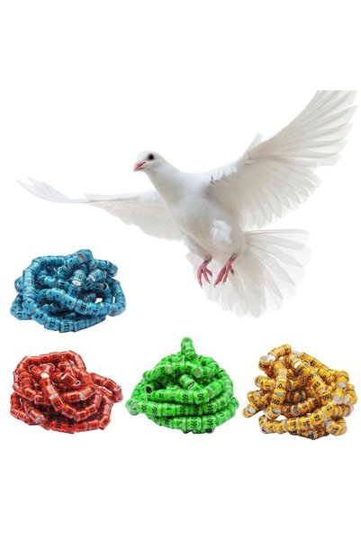 Nafpro Set of 50 Pigeon Rings 2027 RO, 8mm Aluminum, Multicolor,